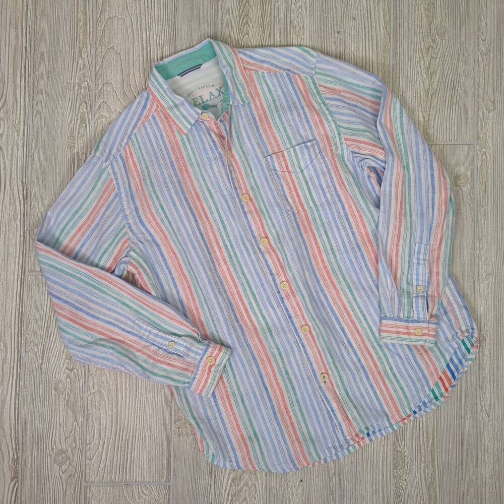 Tommy Bahama Relax Linen Shirt Long Sleeve Casual Button Down Size Medium Relaxe